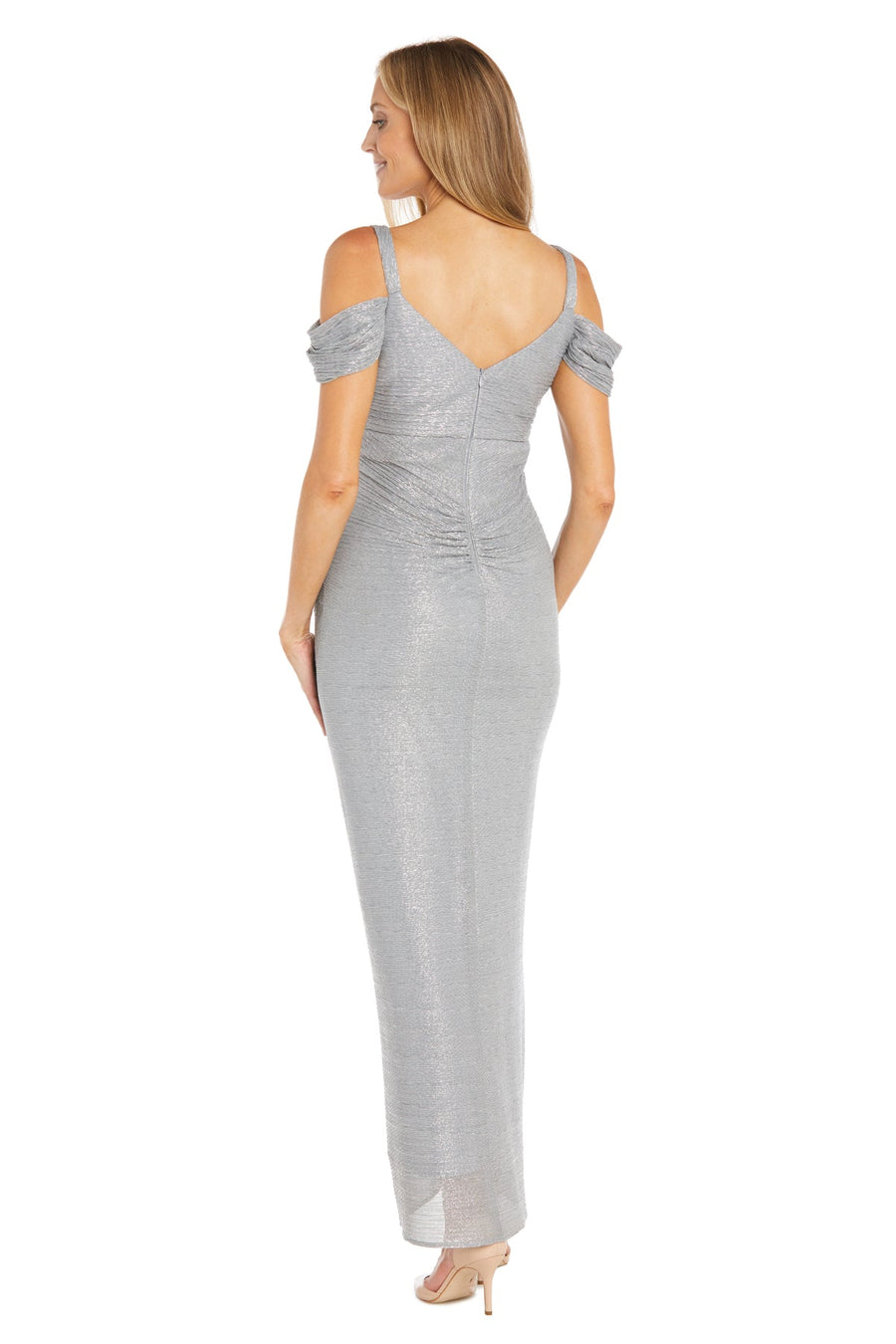 Formal Dresses Long Formal Metallic Evening Dress Pewter
