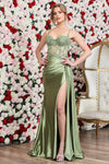 Prom Dresses Prom Long Corset Beaded Formal Slit Dress Sage