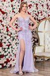 Prom Dresses Prom Long Fitted Formal Beaded Slit Dress Lilac