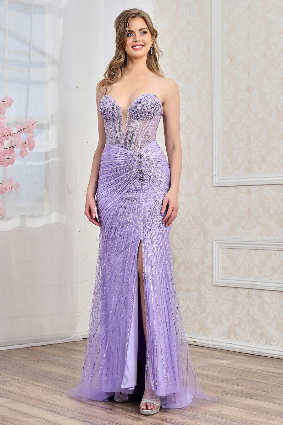 Prom Dresses Prom Long Formal Beaded Evening Dress Light Purple