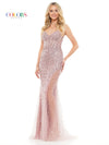 Prom Dresses Long Beaded Mesh Corset Bodice Cross Back Prom Dress  Dusty Rose