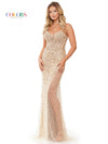 Prom Dresses Long Beaded Mesh Corset Bodice Cross Back Prom Dress  Gold