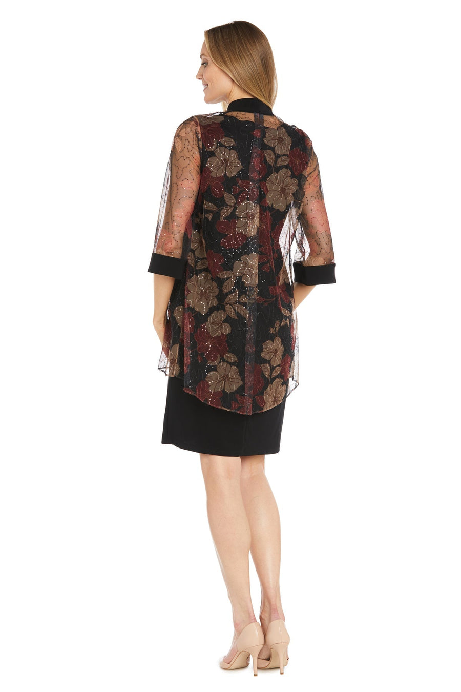 Mother of the Bride Dresses Short Glitter Mother of the Bride Jacket Dress Black/Red