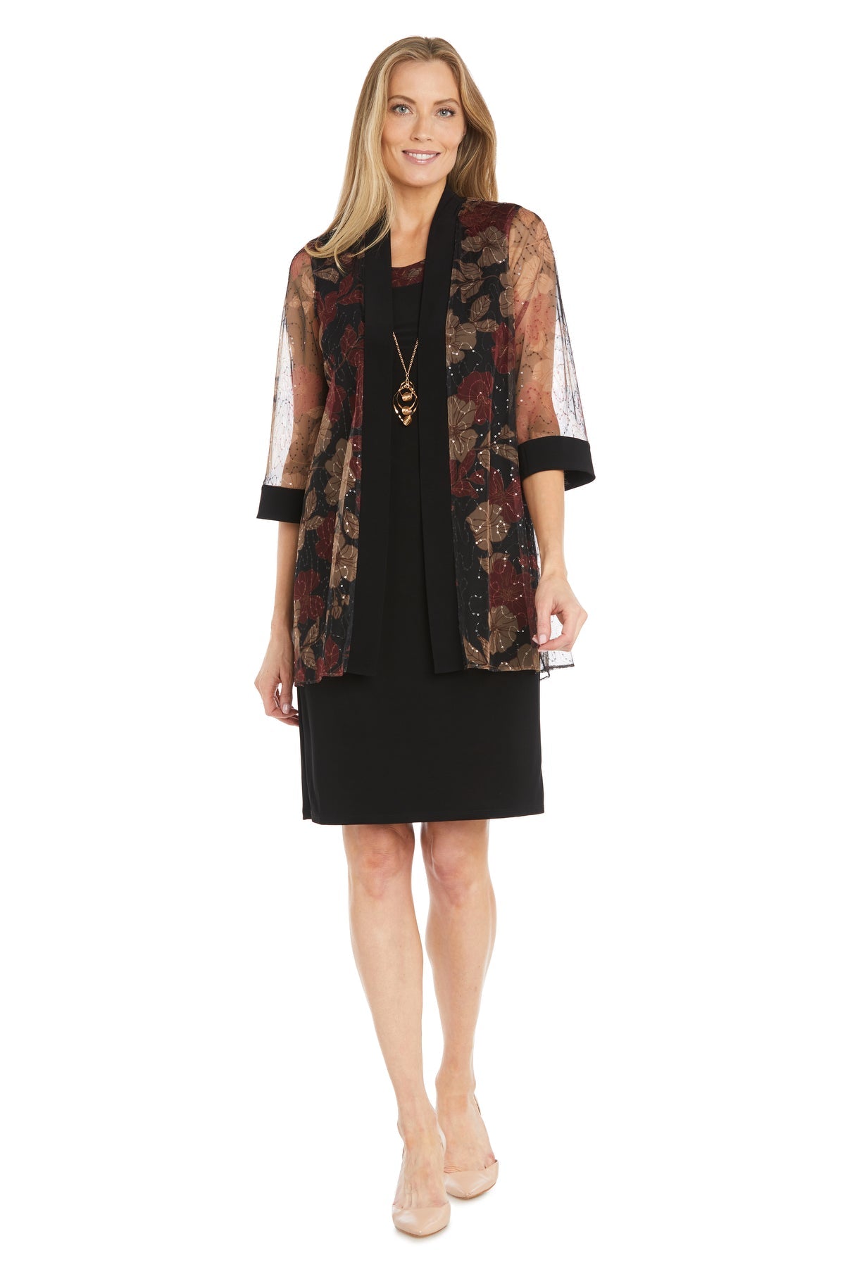 Mother of the Bride Dresses Short Glitter Mother of the Bride Jacket Dress Black/Red