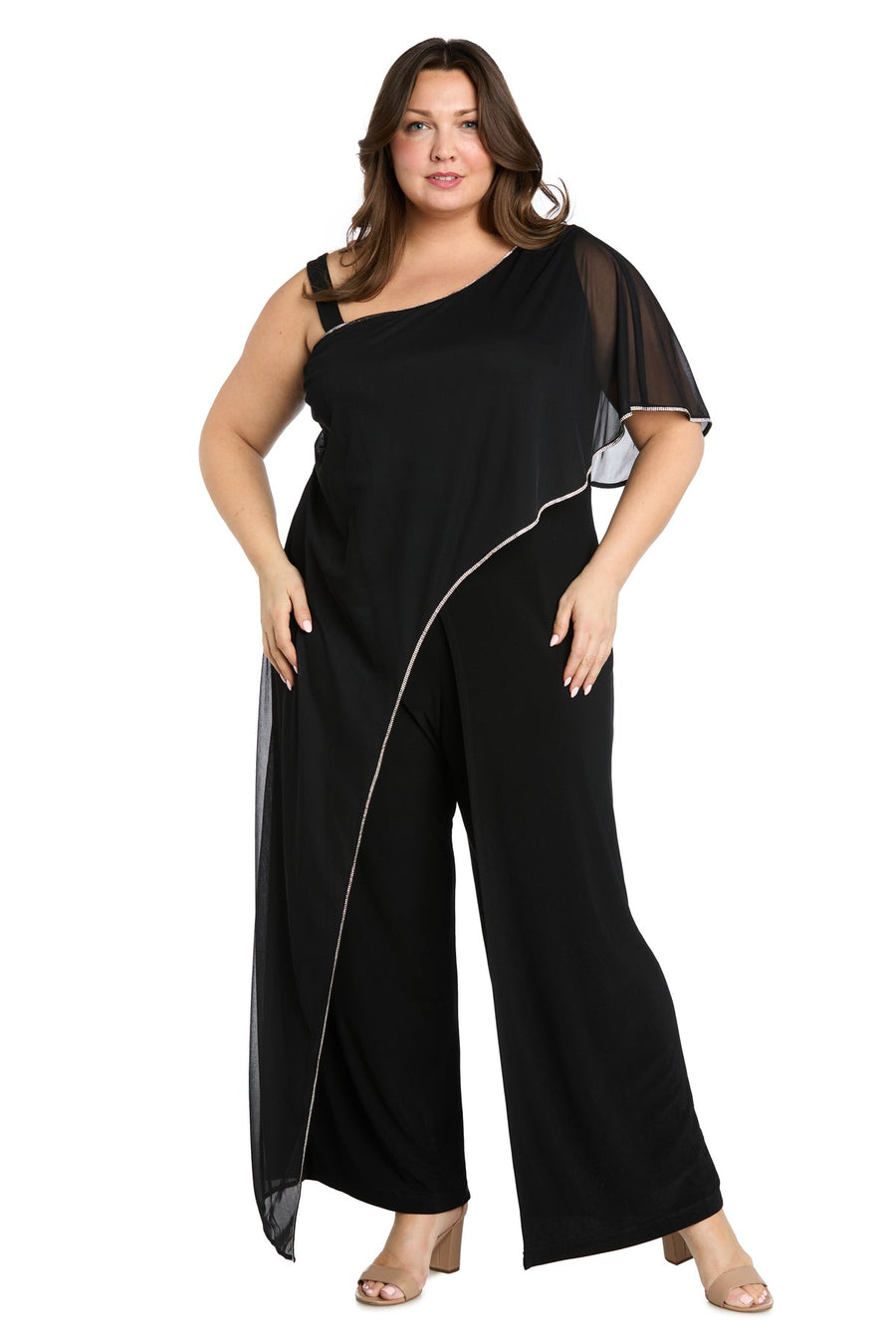 Plus Size Dresses Long Formal Plus Size Caplet Jumpsuit Black