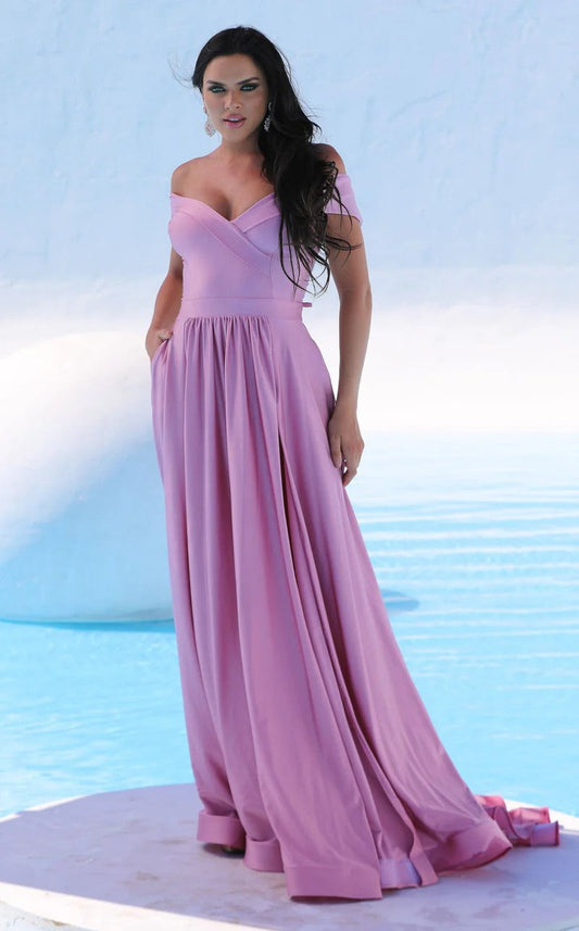 Prom Dresses A Line Long Evening Formal Pocket Prom Dress Rose