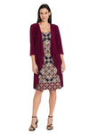 Mother of the Bride Dresses Two Piece Printed Short Mother of the Bride Jacket Dress Burgundy/Navy