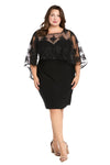 Plus Size Dresses Plus Size Short Caplet Cocktail Dress Black/Taupe