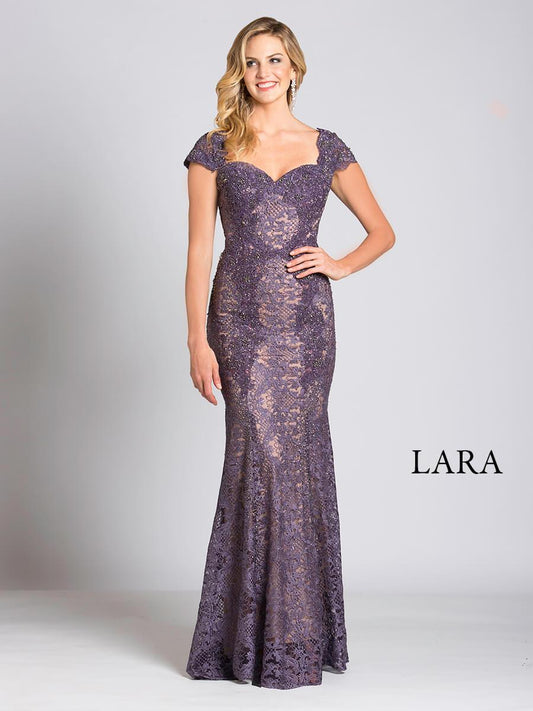 Formal Dresses Fitted Lace Long Formal Mermaid Evening Dress Dusty Purple