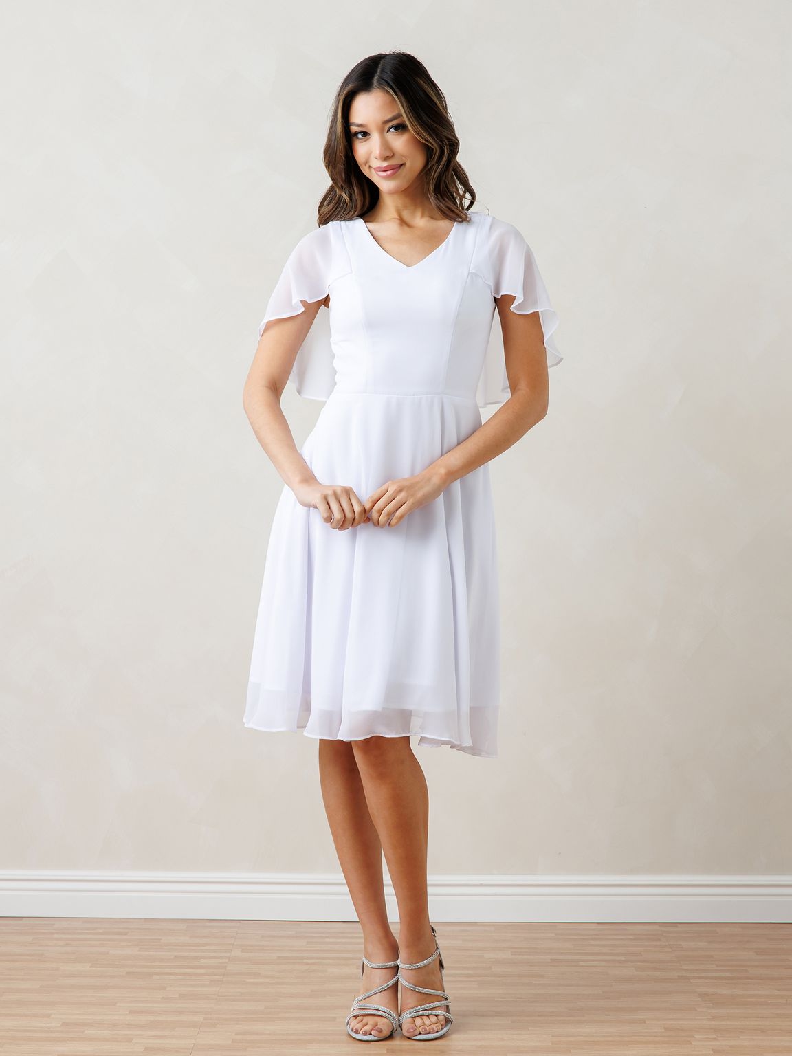 Wedding Dress Short Simple Cape Mini Weding Dress Off White