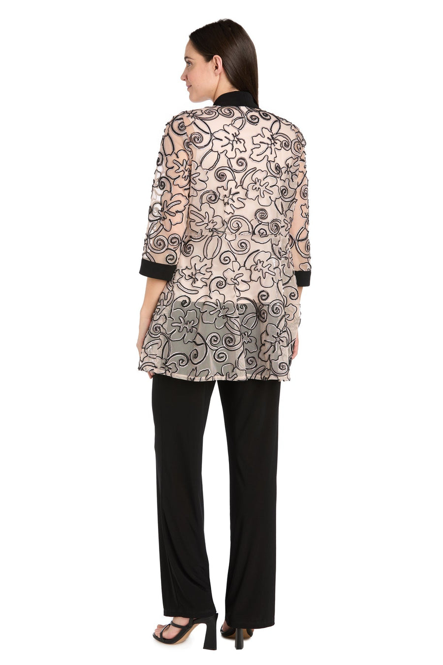 Pant Suit Long Formal Petite Jacket Pant Suit Black/Blush