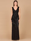 Prom Dresses Fitted Long Beaded Lace Evening Prom Dress Black