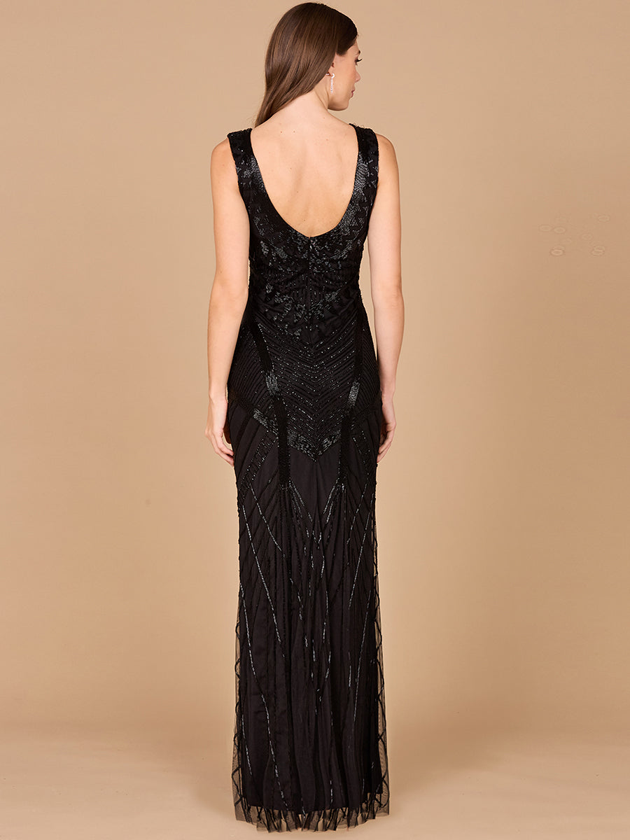 Prom Dresses Fitted Long Beaded Lace Evening Prom Dress Black