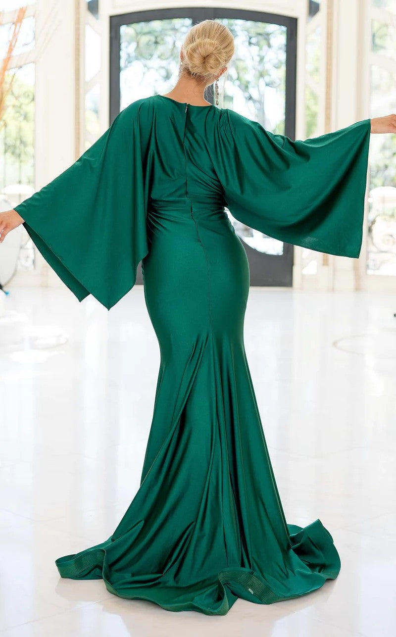 Formal Dresses Long Formal Kimono Sleeves Evening Dress Hunter