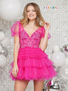 Cocktail Dresses Tiered Short Mini Dress Fuchsia