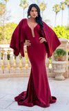 Prom Dresses Long Mermaif Fit Formal Evening Cape Dress Red