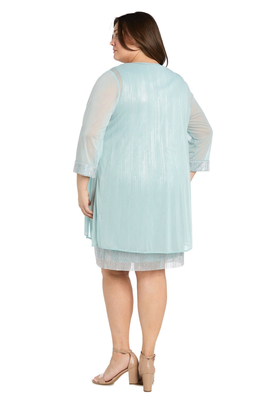 Plus Size Dresses Short Cocktail Plus Size Metallic Jacket Dress Seafoam