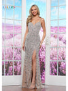 Prom Dresses Long Fitted Formal Evening Prom Dress Nude Silver