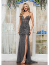 Prom Dresses Long Slit Formal Prom Dress Gunmetal