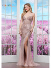 Prom Dresses Long Slit Formal Prom Dress Rose Gold