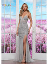 Prom Dresses Long Slit Formal Prom Dress Silver
