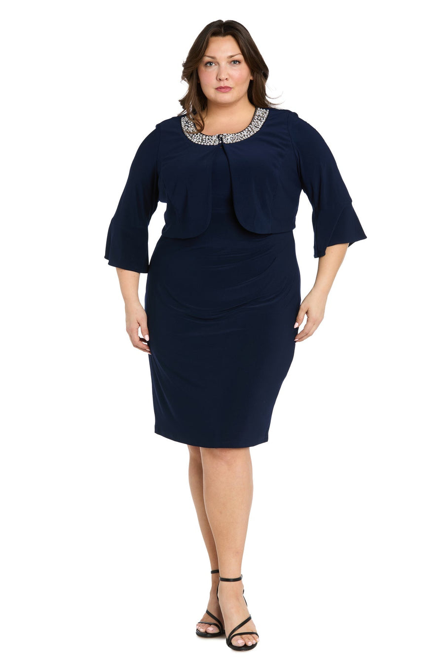 Plus Size Dresses Short Mother of the Bride Plus Size Jacket Dress Navy