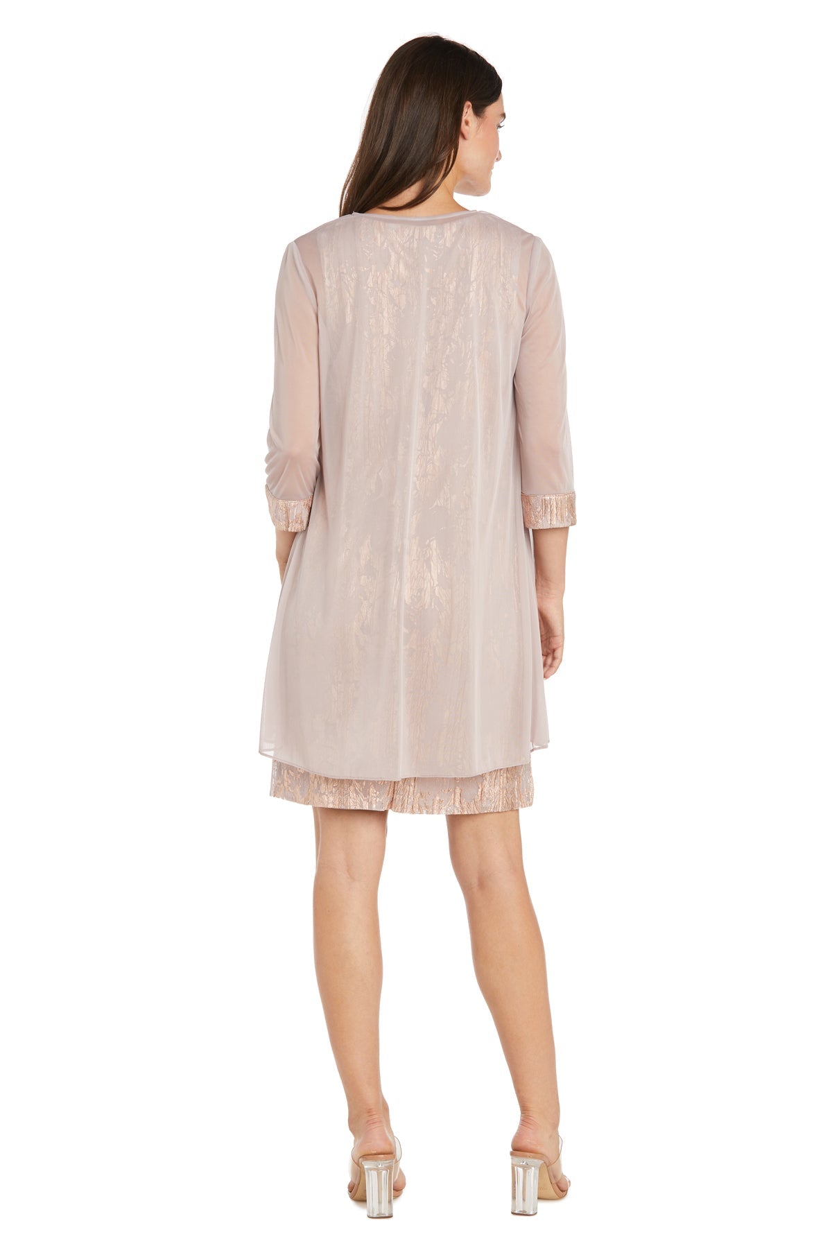 Mother of the Bride Dresses Short Mother of the Bride Metallic Jacket Dress Rose/Gold