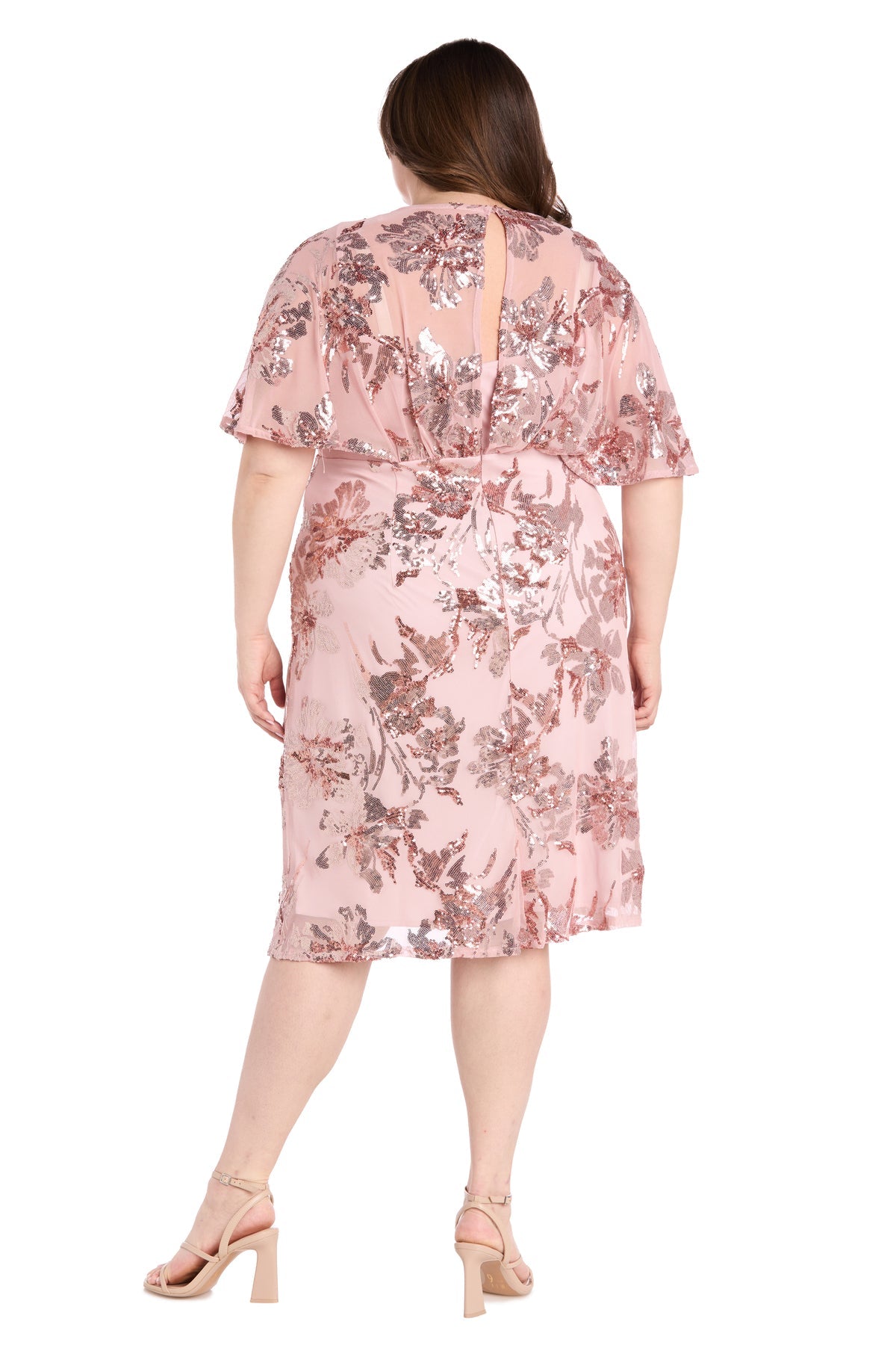 Plus Size Dresses Plus Size Short Sequin Floral Cocktail Dress Rose