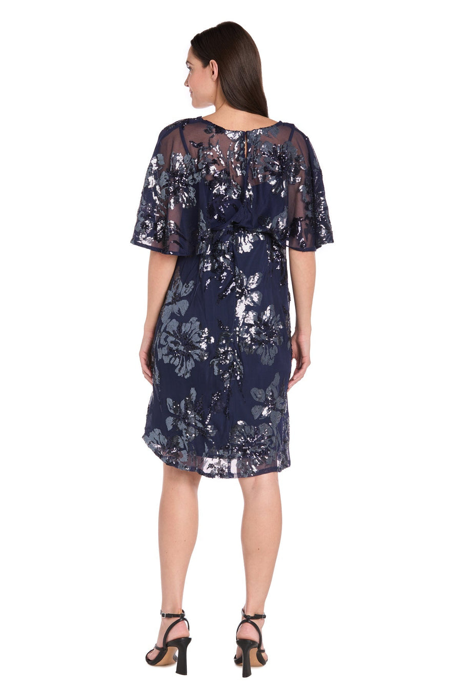 Cocktail Dresses Short Sequin Floral Cocktail Dress Navy