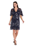 Cocktail Dresses Short Sequin Floral Cocktail Dress Navy