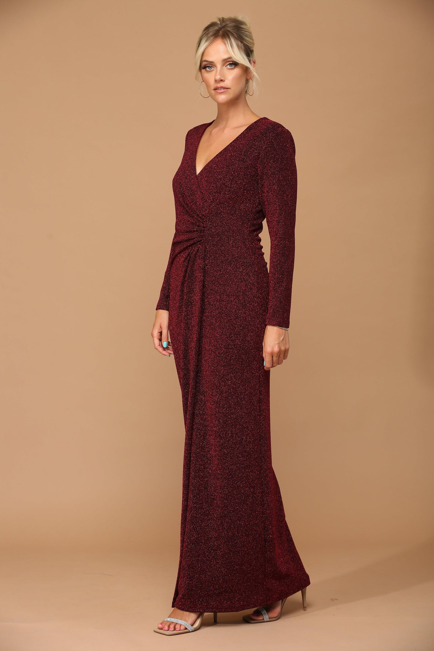 Long Mother of the Bride Formal Metallic Dress