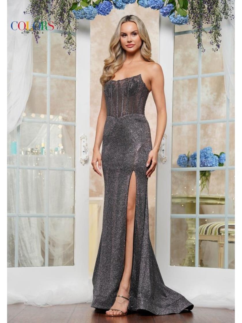 Prom Dresses Fully Long Fitted Beaded Formal Prom Dress Gunmetal