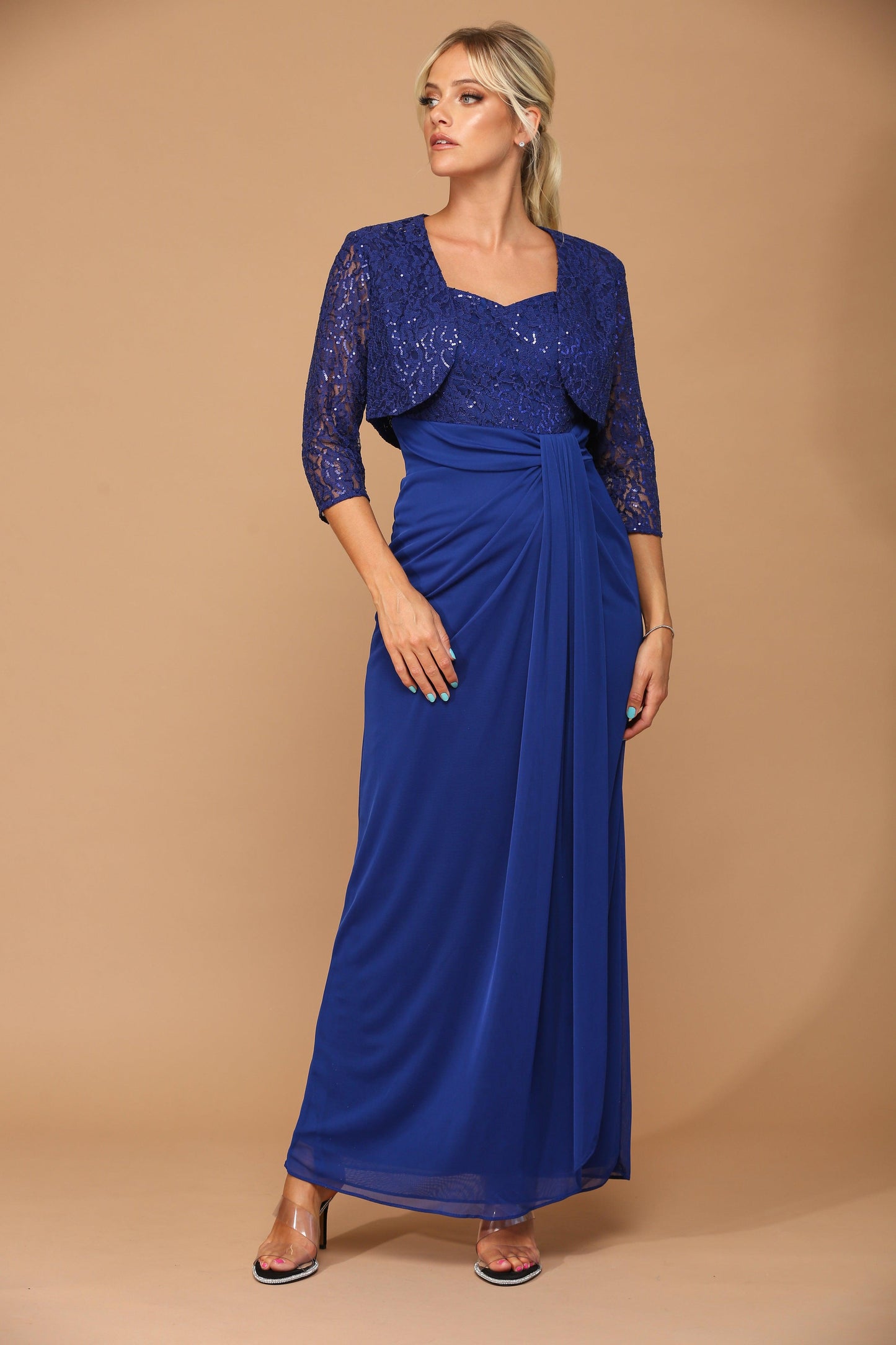 Long Mother of the Bride 2 Piece Formal Bolero Dress