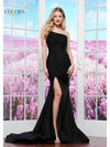 Prom Dresses Long Beaded Slit Formal Prom Dress Black