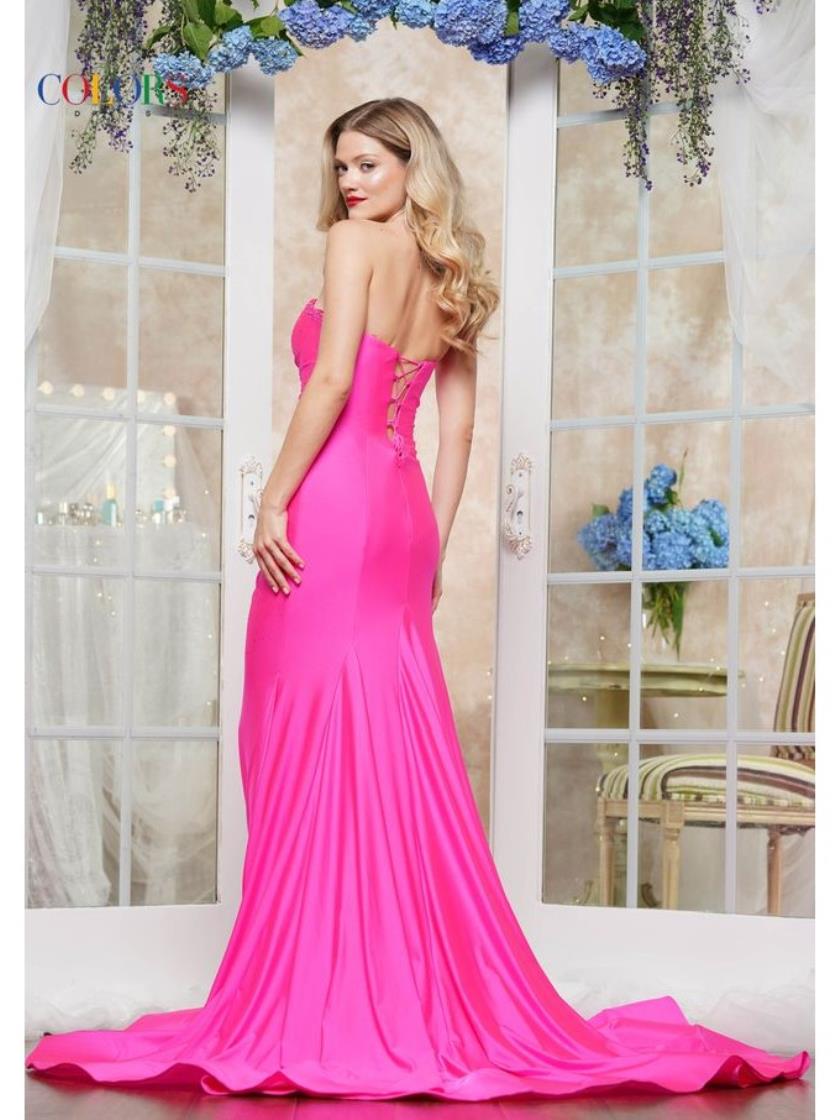 Prom Dresses Long Beaded Slit Formal Prom Dress Hot Pink