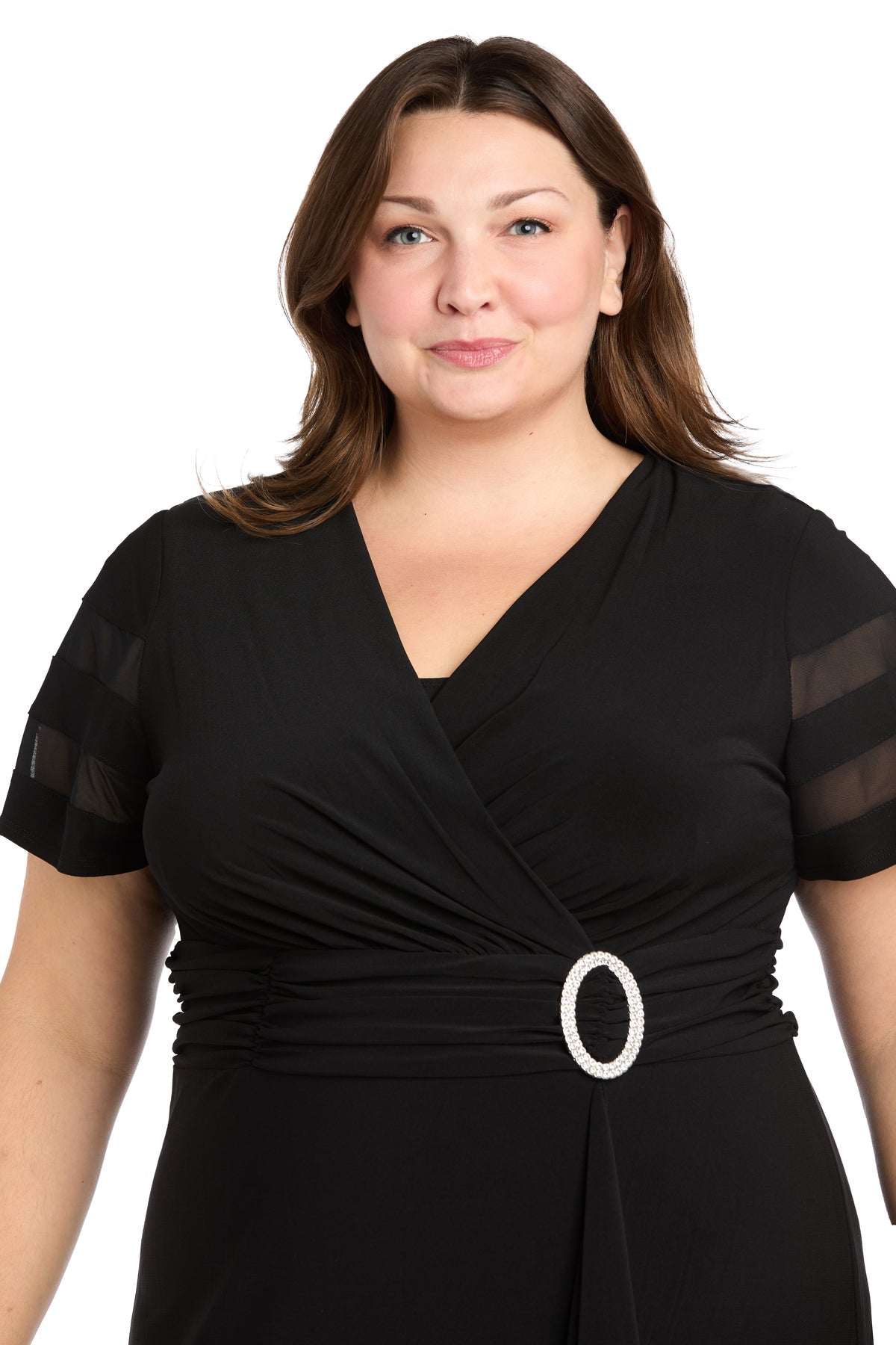 Plus Size Dresses Plus Size Long Ruffle Slit Formal Dress Black