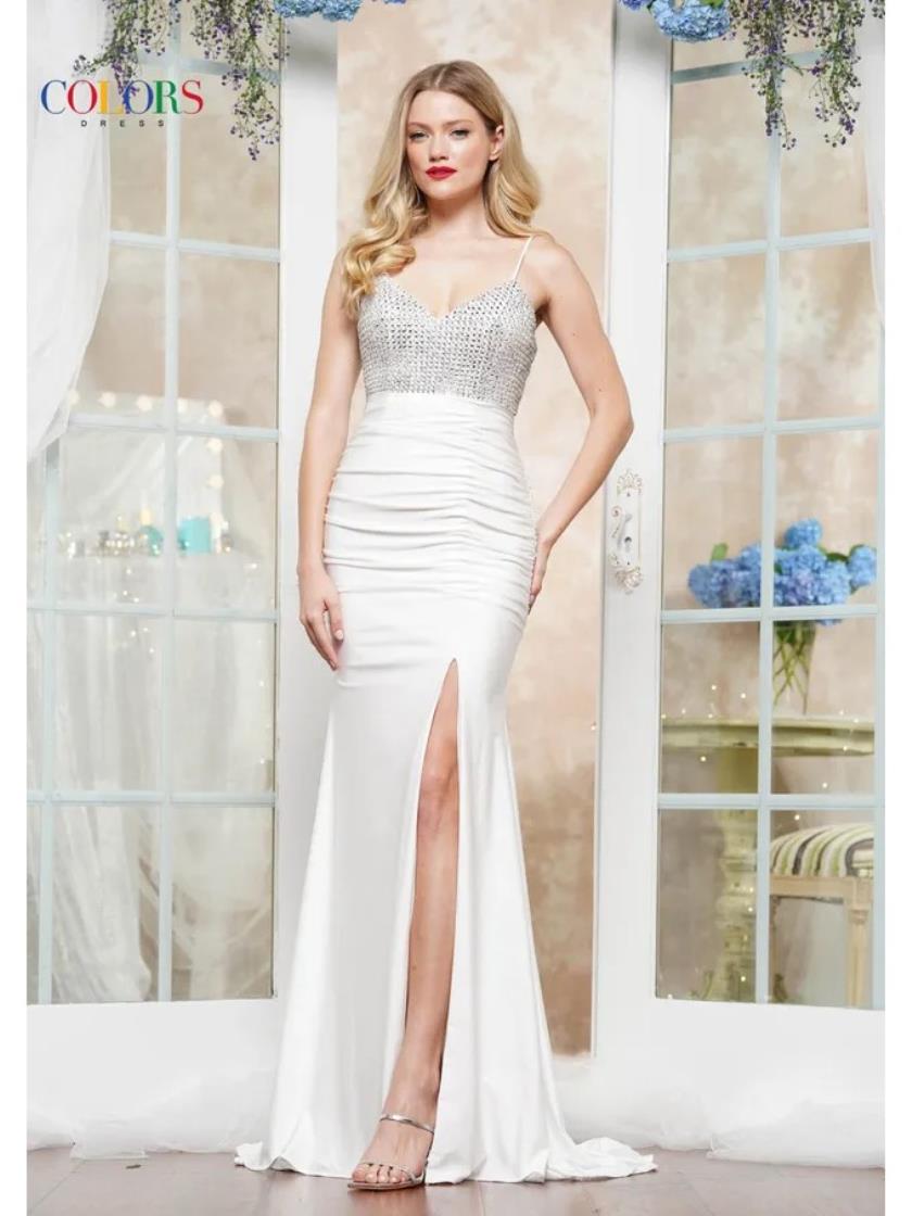 Prom Dresses Long Beaded Formal Fitted Prom Dress Off White