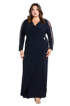 Plus Size Dresses Plus Size Long Sleeve Formal Evening Dress Navy
