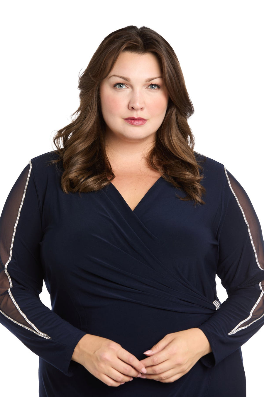 Plus Size Dresses Plus Size Long Sleeve Formal Evening Dress Navy