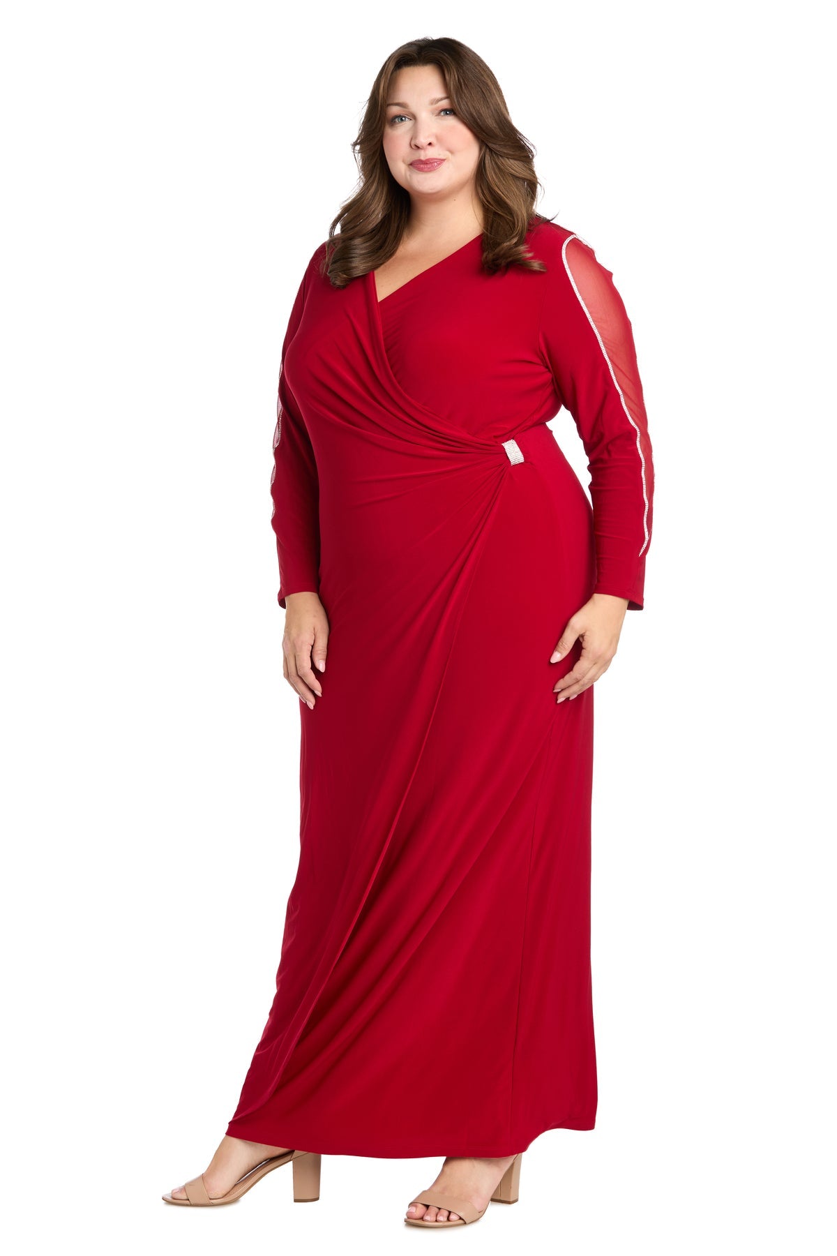 Plus Size Dresses Plus Size Long Sleeve Formal Evening Dress Red