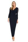 Formal Dresses Fitted Long Sleeve Evening Formal Dress  Navy