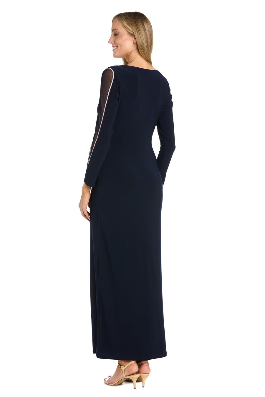 Formal Dresses Fitted Long Sleeve Evening Formal Dress  Navy