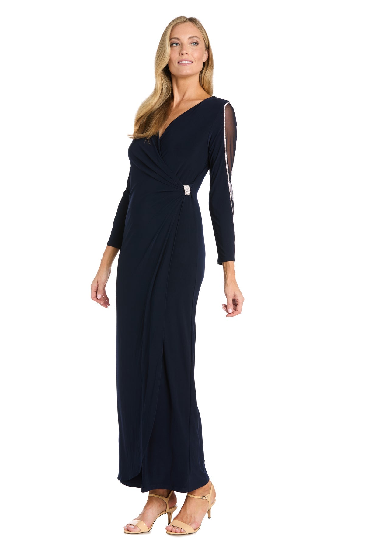 Formal Dresses Fitted Long Sleeve Evening Formal Dress  Navy