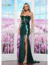 Prom Dresses Long Formal Fitted Metallic Prom Dress Emerald