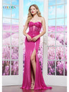 Prom Dresses Long Formal Fitted Metallic Prom Dress Hot Pink