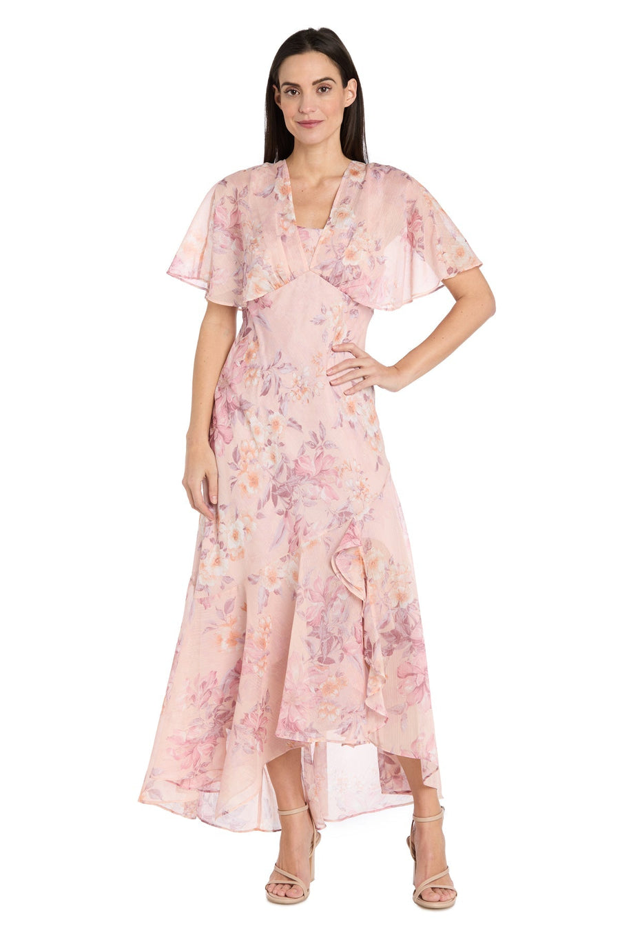 Formal Dresses High Low Formal Floral Print Maxi Dress Blush