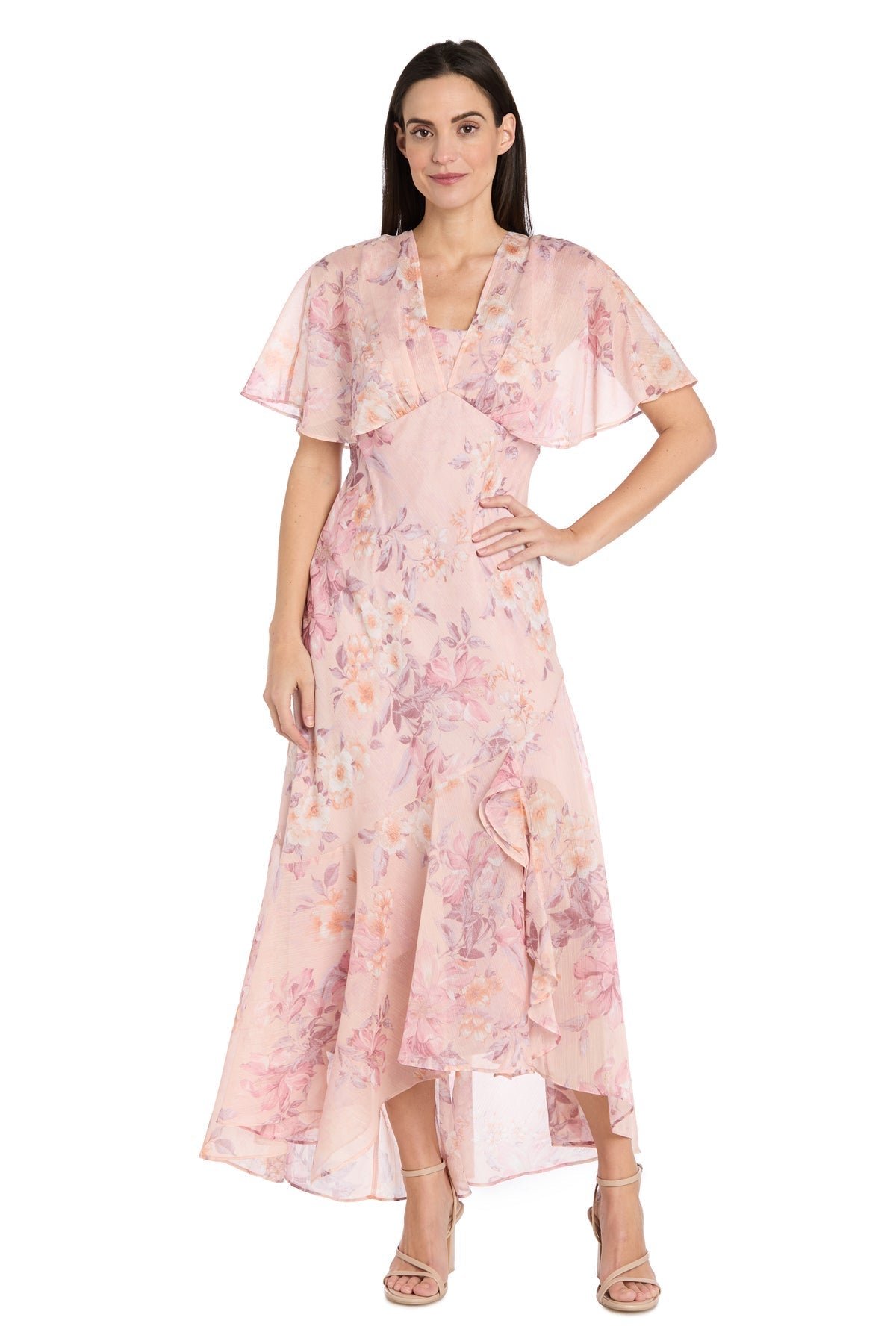 Formal Dresses High Low Formal Floral Print Maxi Dress Blush