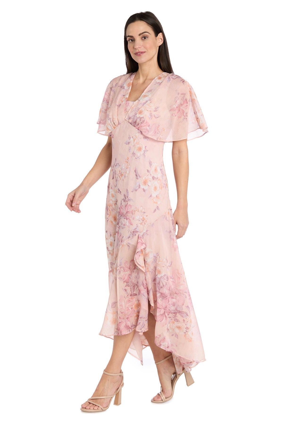 Formal Dresses High Low Formal Floral Print Maxi Dress Blush