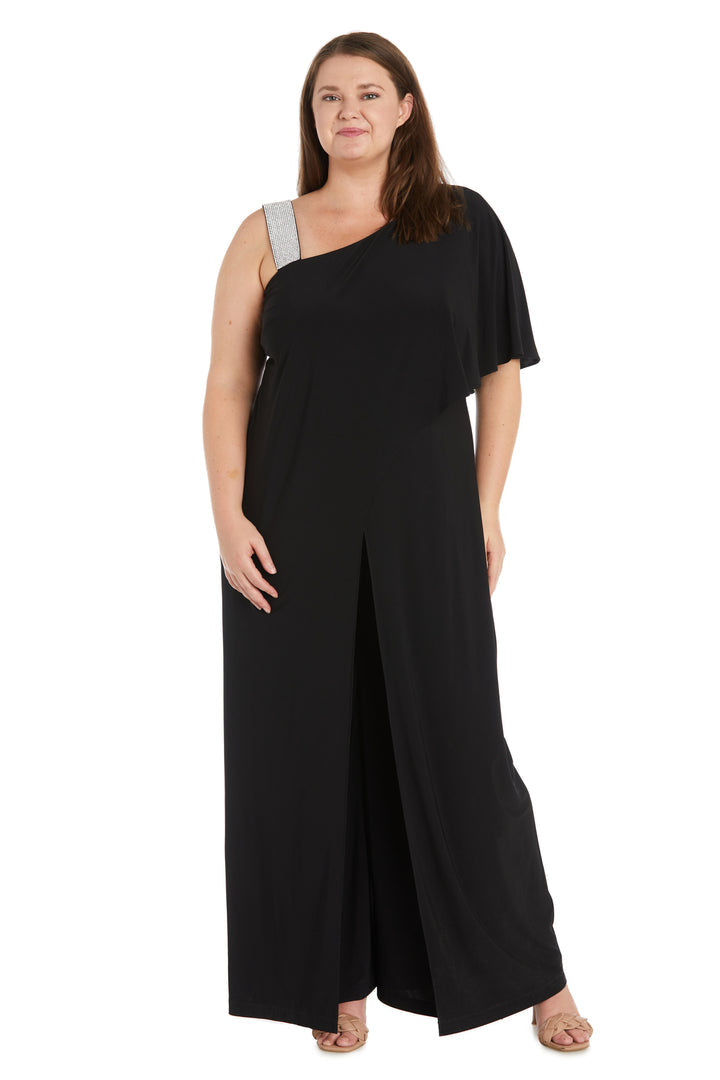 Jumpsuit Long Plus Size Overlay Formal Jumpsuit  Black