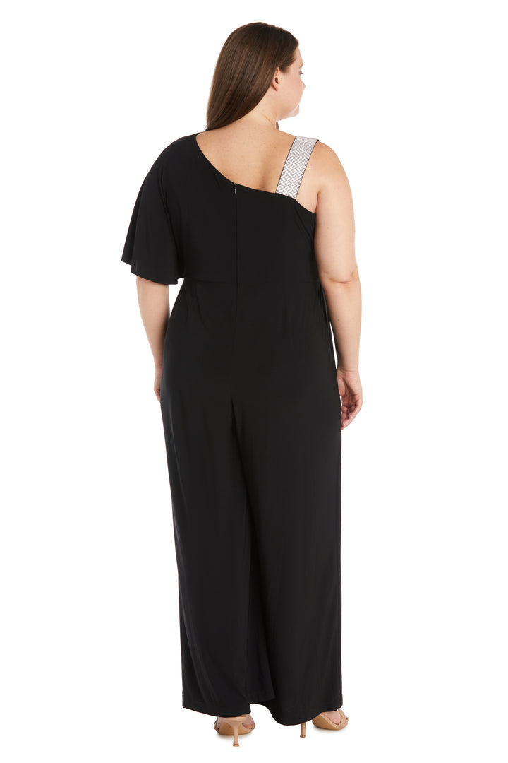 Jumpsuit Long Plus Size Overlay Formal Jumpsuit  Black